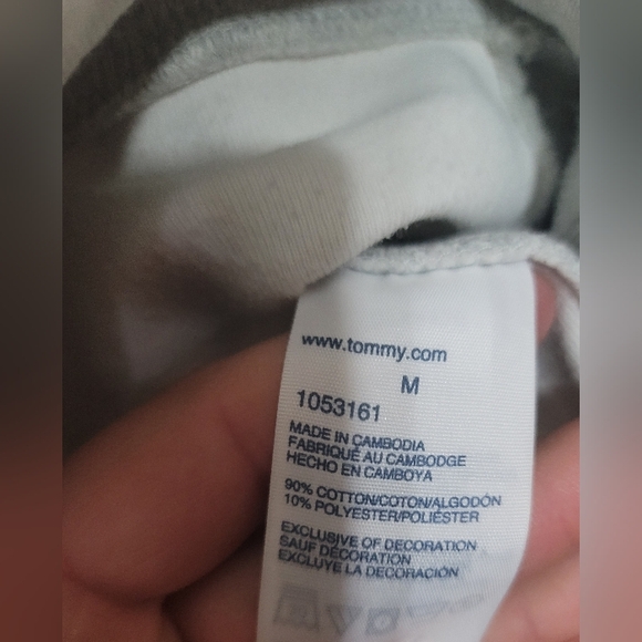 Tommy Hilfiger Mens Pullover Sweatshirt Light Grey White Crew Neck Heavy Cotton - Picture 10 of 11